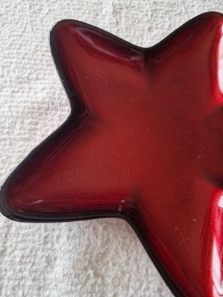 Piattino/portacandela stella rosso metallizzato