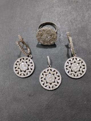 Conjunto pendientes/colgante/sortija Plata 1ª Ley