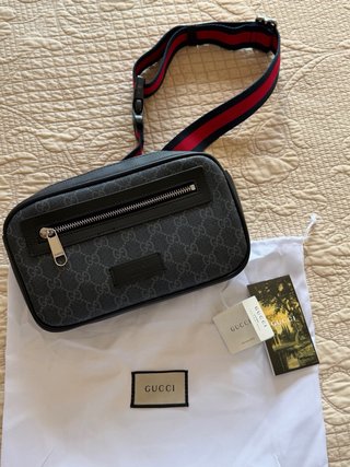 Riñonera Gucci GG Negra Gris - Nueva sin usar