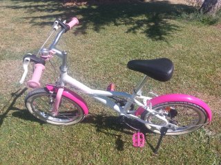 Bicicleta niña 16 rosa y blanca
