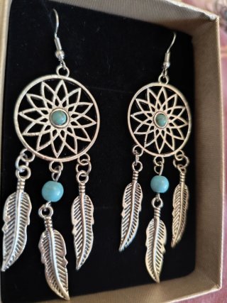 Pendientes Bohemios Turquesa Plata