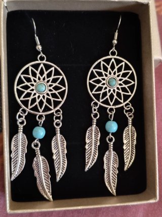 Pendientes Bohemios Turquesa Plata