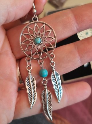 Pendientes Bohemios Turquesa Plata