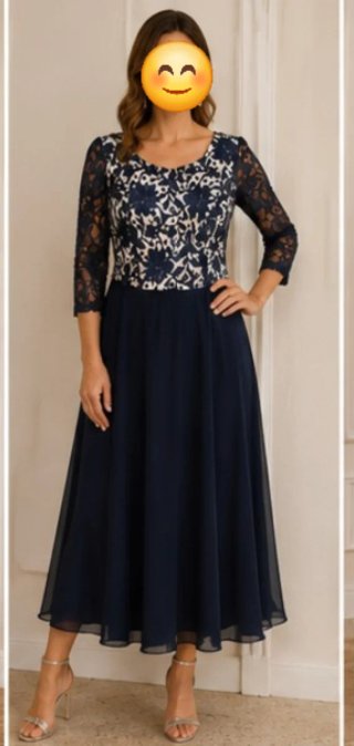 Vestido fiesta azul y blanco