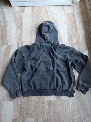 Sudadera Zara Boxy Gris Cremallera Talla M