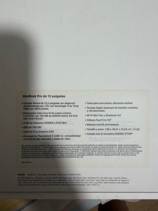 MacBook Pro 13 Plata/Gris Espacial 2020