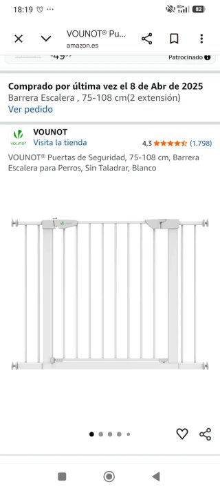 Barrera Escalera 75-108cm Sin Taladrar