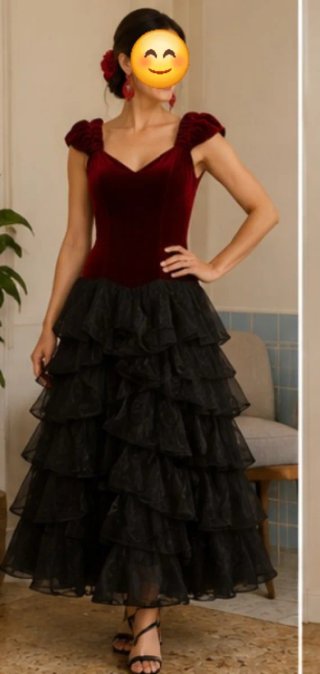 Vestido de fiesta rojo y negro
