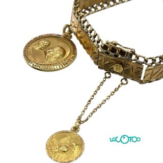 Pulsera Oro 18K con Medalla 22K