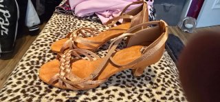 Zapatos de baile mujer beige/dorado