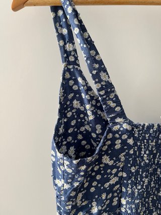 Vestido Verano Flores Azul Blanco