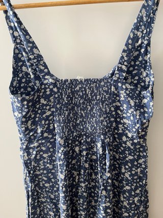 Vestido Verano Flores Azul Blanco