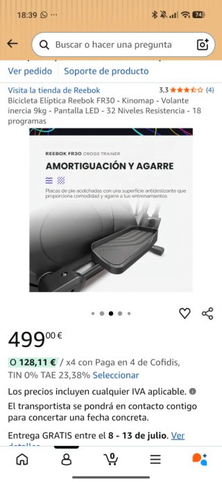 Bicicleta Elíptica Reebok FR30