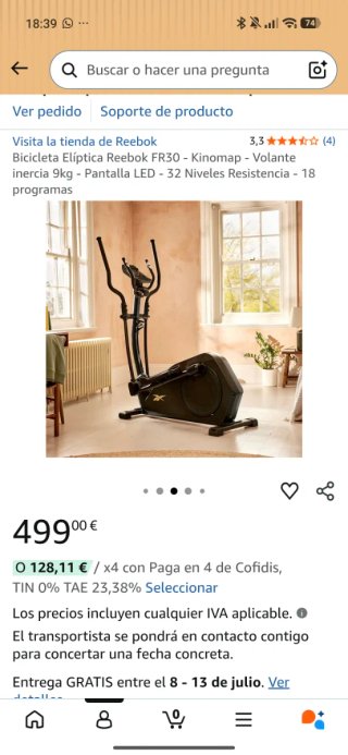 Bicicleta Elíptica Reebok FR30