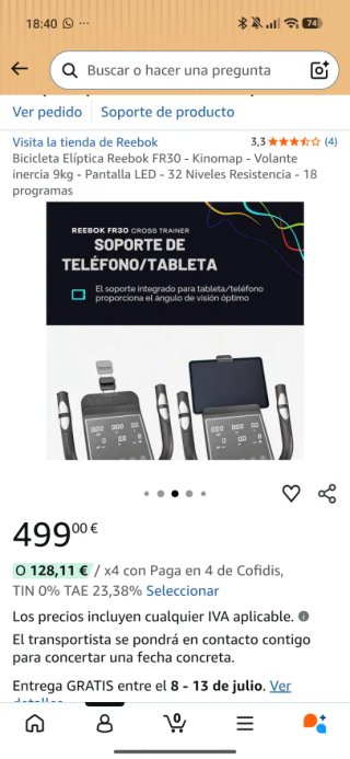 Bicicleta Elíptica Reebok FR30