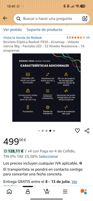 Bicicleta Elíptica Reebok FR30