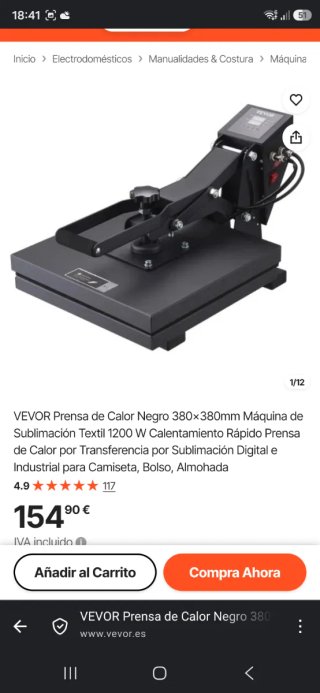 Prensa de Calor VEVOR 380x380mm