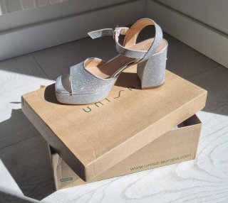 Sandalia Plataforma Brillante Plata