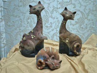 Figuras Familia Gatitos Cerámica
