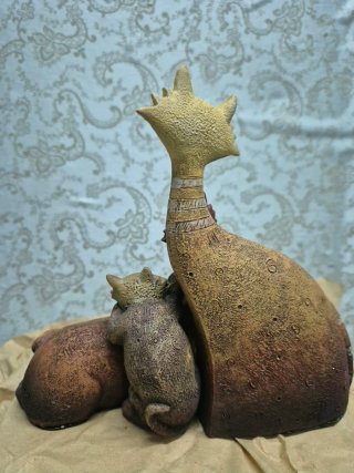 Figuras Familia Gatitos Cerámica