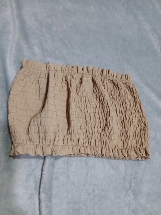 Top fruncido beige talla única