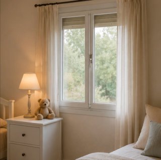 Ventana doble con persiana