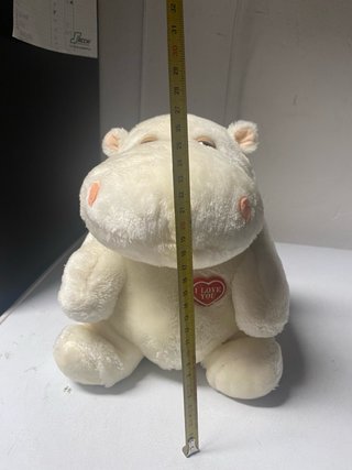Peluche I Love You Hippo Bianco