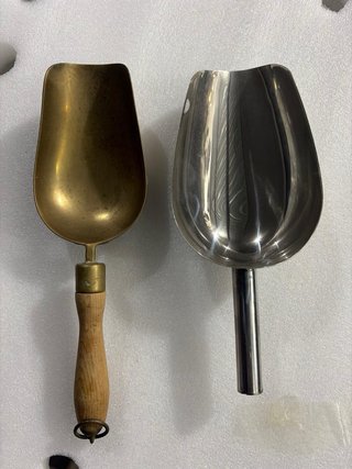 Set 2 palette/mestoli in metallo e legno
