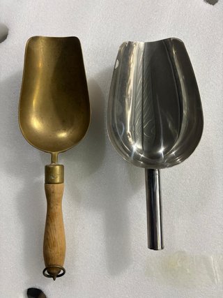 Set 2 palette/mestoli in metallo e legno