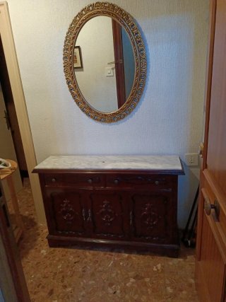 Mueble de entrada madera y mármol
