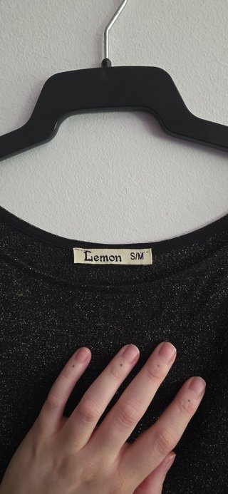 Vestido Negro Brillante Manga Larga Talla S/M