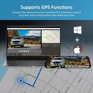 Cámara Espejo Retrovisor Dash Cam GPS
