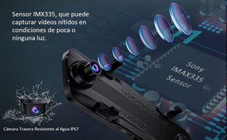 Cámara Espejo Retrovisor Dash Cam GPS