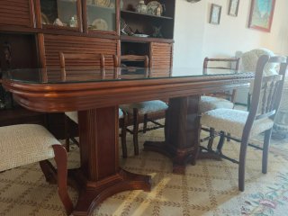 Mesa de comedor extensible con 6 sillas
