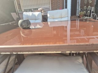 Mesa de patio con 6 sillones