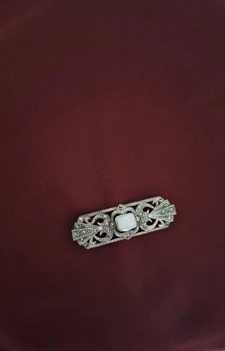 Broche Filigrana Plata con Piedra Blanca