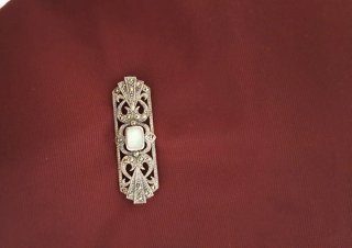 Broche Filigrana Plata con Piedra Blanca