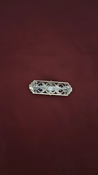 Broche Filigrana Plata con Piedra Blanca