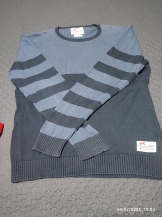 Jersey Quiksilver Rayas Azul y Gris
