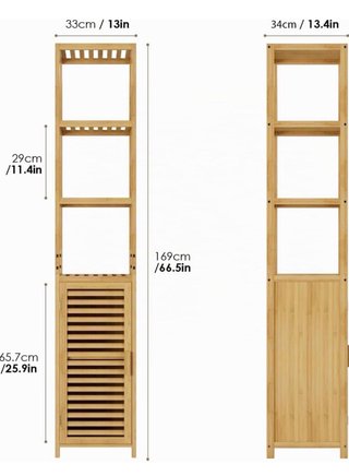 Estantería Bambú Baño con Puerta