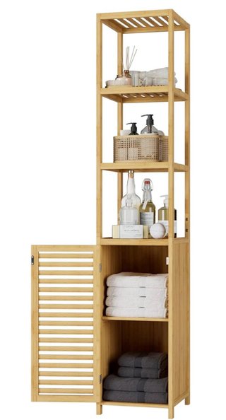 Estantería Bambú Baño con Puerta