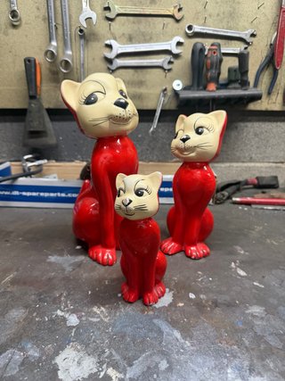 Set di 3 figure di gatti in ceramica vintage anni '60/'70