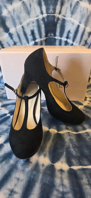 Zapatos Negros Tacón Pulsera Talla 39