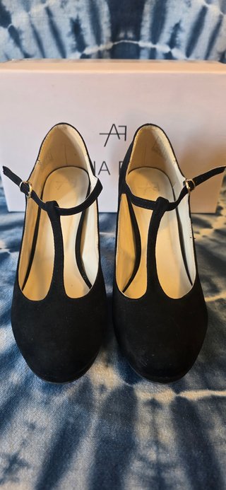 Zapatos Negros Tacón Pulsera Talla 39