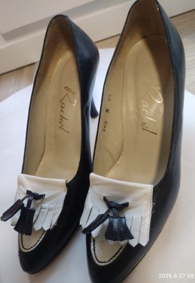 Zapatos tacón azules y blancos punta fina Talla 35
