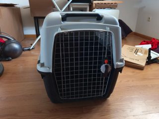 Transportín perro gris y negro