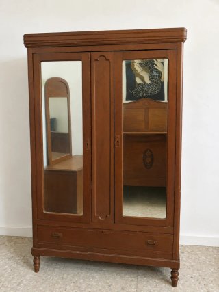 Armario antiguo madera maciza con espejos original