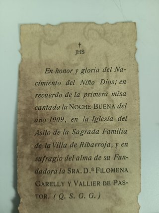 Estampa religiosa antigua Riba-roja 1909