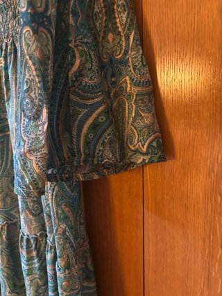 Vestido largo estampado verde y dorado Talla M