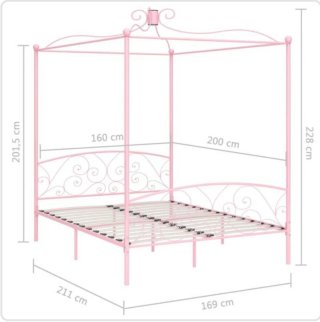 Estructura cama con dosel rosa 160x200